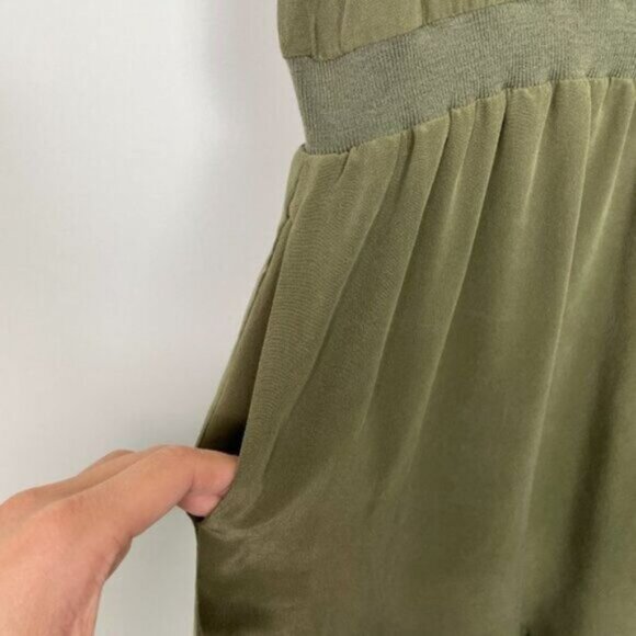Anine Bing Revolve Short Sleeve Silk Lightweight Mini Dress Olive Green XS - Picture 6 of 15